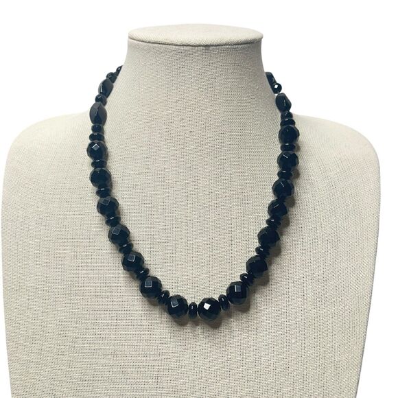 JAY KING DTR Black Onyx Necklace Faceted & Smooth Stone 925 Mine Finds 18"-20" - Picture 3 of 11